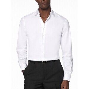 SuitSupply Traveller Dress Shirt Men's 15 38 White Wrinkle Free Office Button